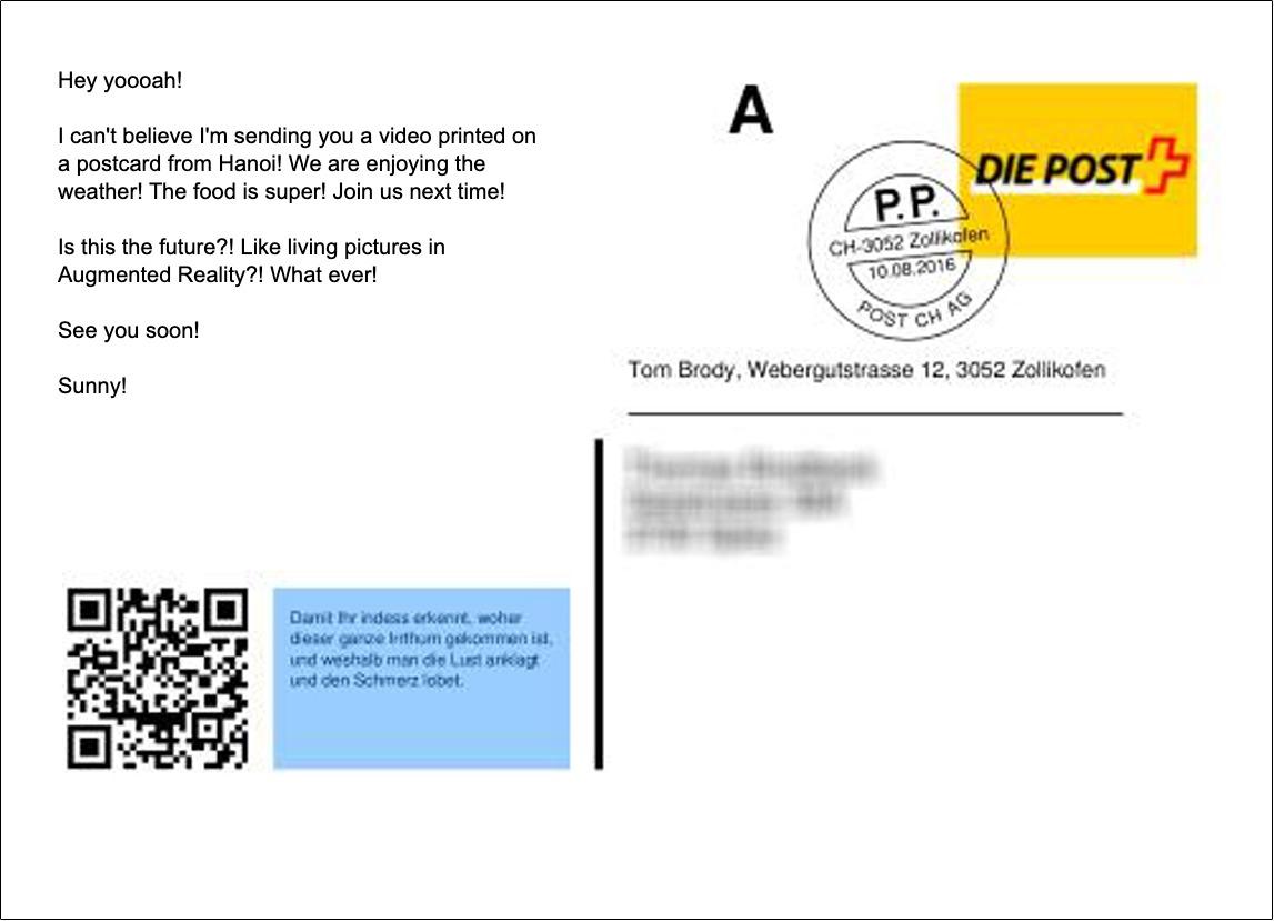 Back of the AR postcard