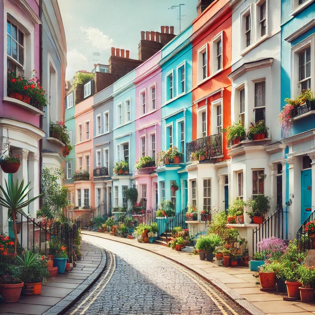 Colorful houses in Notting Hill